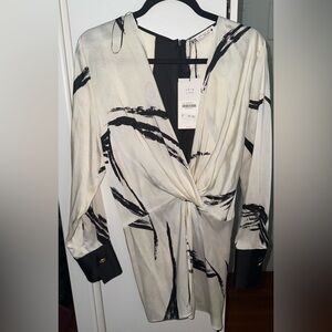 Zara Black and White Blouse